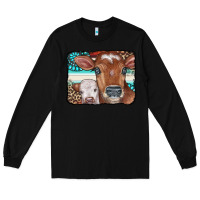 Black Cows Serape Leopard Gemstone Long Sleeve Tee - CowCowDesign