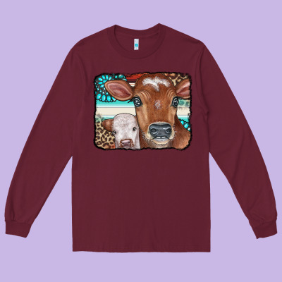 Cows Serape Leopard Gemstone Long Sleeve Tee Designed By Cowcowdesign