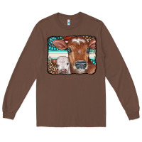 Chestnut Cows Serape Leopard Gemstone Long Sleeve Tee - CowCowDesign