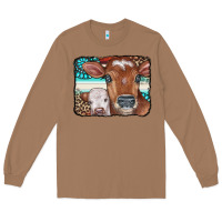 Toasted Coconut Cows Serape Leopard Gemstone Long Sleeve Tee - CowCowDesign
