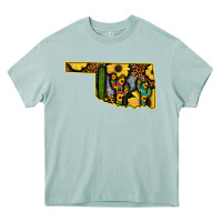 Arona Western Oklahoma Map Sunflower Pattern Heavy Core Tee - Bettercallsaul