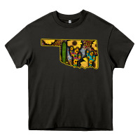 Asphalt Western Oklahoma Map Sunflower Pattern Heavy Core Tee - Bettercallsaul