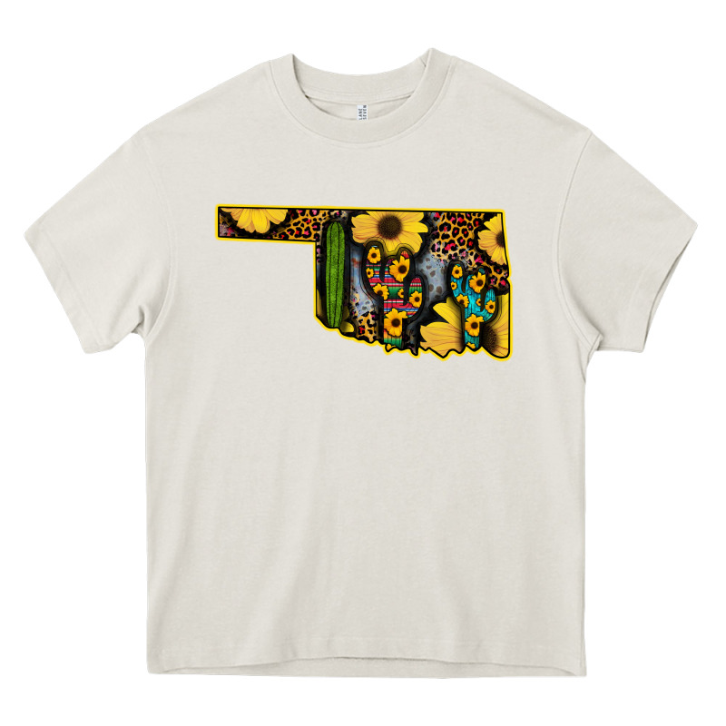 Western Oklahoma Map Sunflower Pattern Heavy Core Tee by Bettercallsaul | Teevron