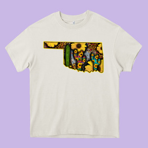 Western Oklahoma Map Sunflower Pattern Heavy Core Tee Designed By Bettercallsaul