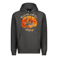 Charcoal Heather Halloween Witch On Motorcycle Cat & Moon Salem Witch Trials Premium Premium Hoodie - trangStudio