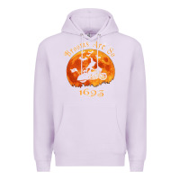 Lilac Halloween Witch On Motorcycle Cat & Moon Salem Witch Trials Premium Premium Hoodie - trangStudio
