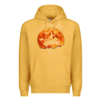 Mustard Halloween Witch On Motorcycle Cat & Moon Salem Witch Trials Premium Premium Hoodie - trangStudio