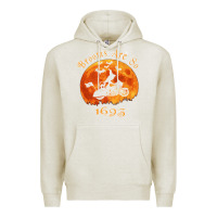 Oatmeal Heather Halloween Witch On Motorcycle Cat & Moon Salem Witch Trials Premium Premium Hoodie - trangStudio