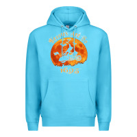 Ocean Blue Halloween Witch On Motorcycle Cat & Moon Salem Witch Trials Premium Premium Hoodie - trangStudio