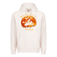 Pale Pink Halloween Witch On Motorcycle Cat & Moon Salem Witch Trials Premium Premium Hoodie - trangStudio