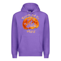 Purple Halloween Witch On Motorcycle Cat & Moon Salem Witch Trials Premium Premium Hoodie - trangStudio