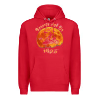 Red Halloween Witch On Motorcycle Cat & Moon Salem Witch Trials Premium Premium Hoodie - trangStudio