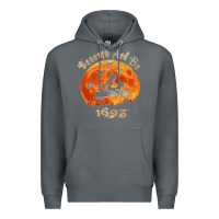 Rock Halloween Witch On Motorcycle Cat & Moon Salem Witch Trials Premium Premium Hoodie - trangStudio