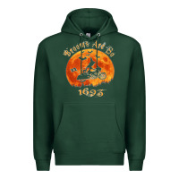 Sports Green Halloween Witch On Motorcycle Cat & Moon Salem Witch Trials Premium Premium Hoodie - trangStudio