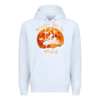 White Halloween Witch On Motorcycle Cat & Moon Salem Witch Trials Premium Premium Hoodie - trangStudio