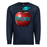 Navy apple teacher Premium Sweatshirt - BarkalooDesign