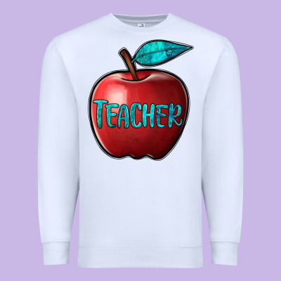 Apple Teacher Premium Sweatshirt Designed By Barkaloodesign