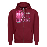 Burgundy Breast cancer no one fights alone boxing Zipper Hoodie - Artiststas