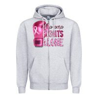 Heather Grey Breast cancer no one fights alone boxing Zipper Hoodie - Artiststas