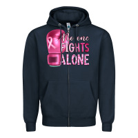 Navy Breast cancer no one fights alone boxing Zipper Hoodie - Artiststas