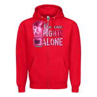 Red Breast cancer no one fights alone boxing Zipper Hoodie - Artiststas