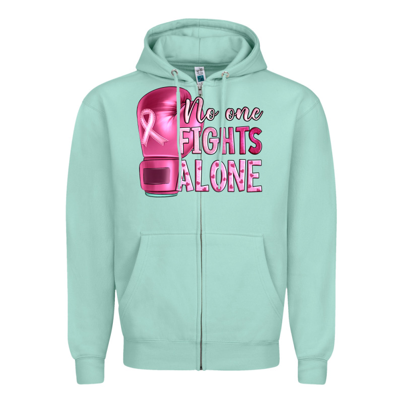 Breast Cancer No One Fights Alone Boxing Zipper Hoodie by Artiststas | Teevron