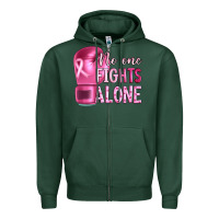Sports Green Breast cancer no one fights alone boxing Zipper Hoodie - Artiststas
