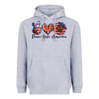 Heather Grey peace love america Heavyweight Hoodie - BarkalooDesign