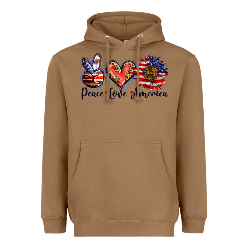 Peace Love America Heavyweight Hoodie by BarkalooDesign | Teevron