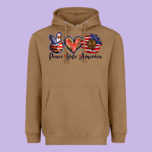 Peace Love America Heavyweight Hoodie Designed By Barkaloodesign