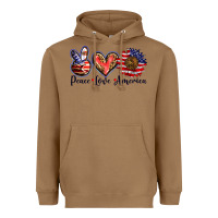 Toasted Coconut peace love america Heavyweight Hoodie - BarkalooDesign
