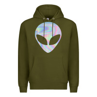 Army Green Alien Head Colorful Laser Ufo Sighting Believe Area 51 Premium Hoodie - trangStudio