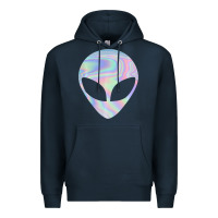 Navy Alien Head Colorful Laser Ufo Sighting Believe Area 51 Premium Hoodie - trangStudio