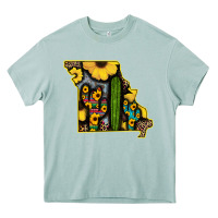Arona Western Missouri Map Sunflower And Cactus Pattern Heavy Core Tee - Bettercallsaul