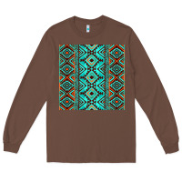 Chestnut Aztec Turquoise Pattern Long Sleeve Tee - CowCowDesign