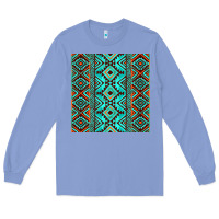 Colony Blue Aztec Turquoise Pattern Long Sleeve Tee - CowCowDesign