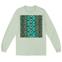 Matcha Aztec Turquoise Pattern Long Sleeve Tee - CowCowDesign