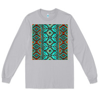 Moon Dust Aztec Turquoise Pattern Long Sleeve Tee - CowCowDesign