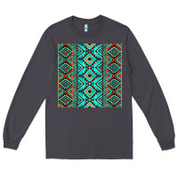 Smoke Aztec Turquoise Pattern Long Sleeve Tee - CowCowDesign