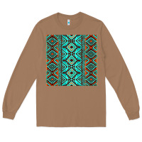 Toasted Coconut Aztec Turquoise Pattern Long Sleeve Tee - CowCowDesign