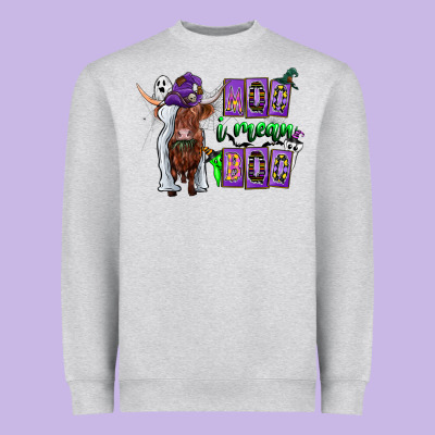 Moo I Mean Boo Heavyweight Sweatshirt Designed By Cowhidedigitalart