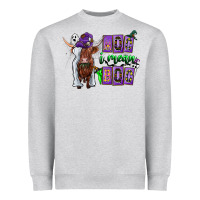 Heather Grey Moo I Mean Boo Heavyweight Sweatshirt - CowhideDigitalArt