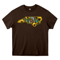 Chocolate Brown Western North Carolina Map Sunflower Heavy Core Tee - Bettercallsaul