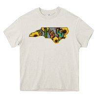 Cream Western North Carolina Map Sunflower Heavy Core Tee - Bettercallsaul