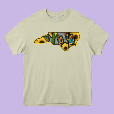 Western North Carolina Map Sunflower Heavy Core Tee Designed By Bettercallsaul