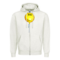 Oatmeal Heather Balloon smile Zipper Hoodie - Artiststas