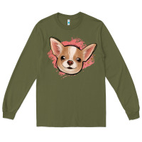 Army Green chihuahua pink glitter Long Sleeve Tee - Jasminsmagicworld