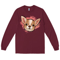 Burgundy chihuahua pink glitter Long Sleeve Tee - Jasminsmagicworld