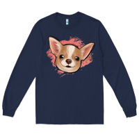 Navy chihuahua pink glitter Long Sleeve Tee - Jasminsmagicworld