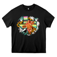 Black Western Texas Flag Cow Portrarit Heavy Core Tee - Bettercallsaul